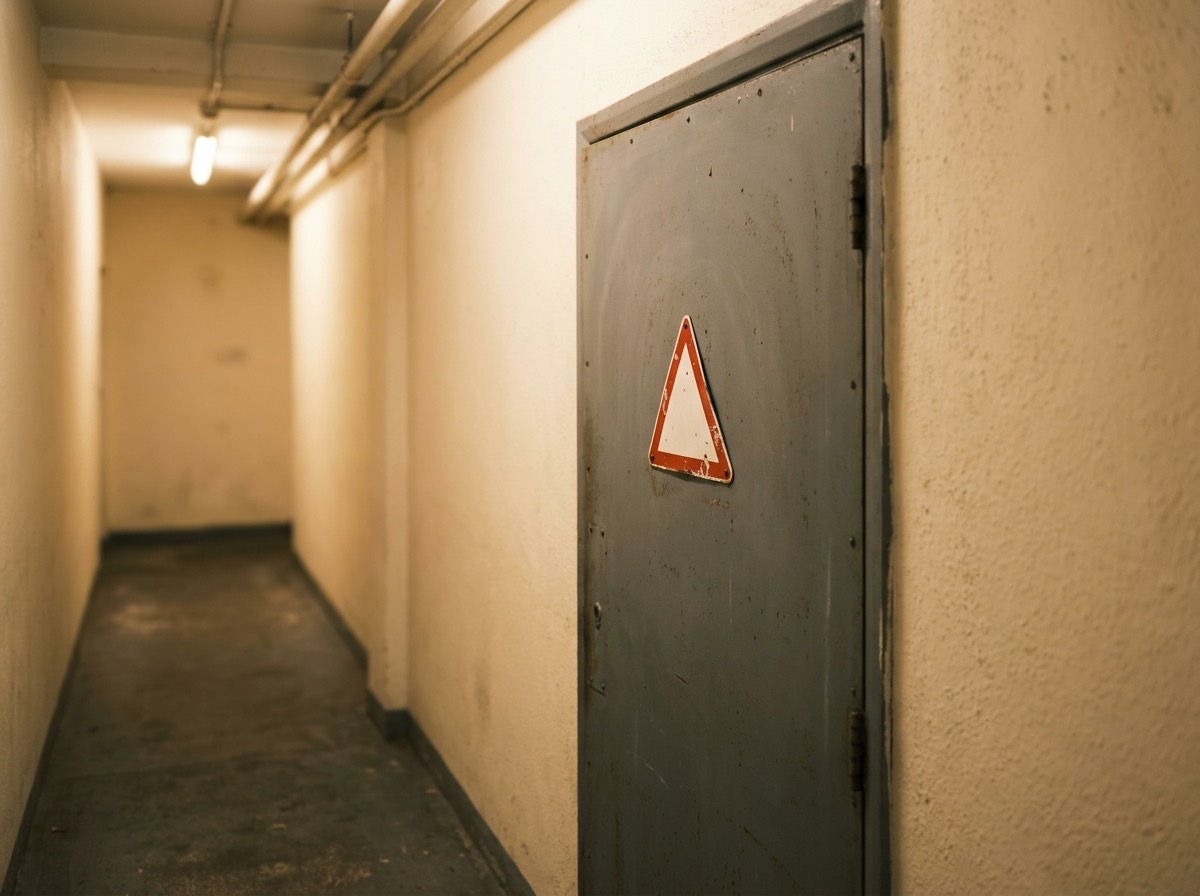 The door of an electrical intake room in a commercial building