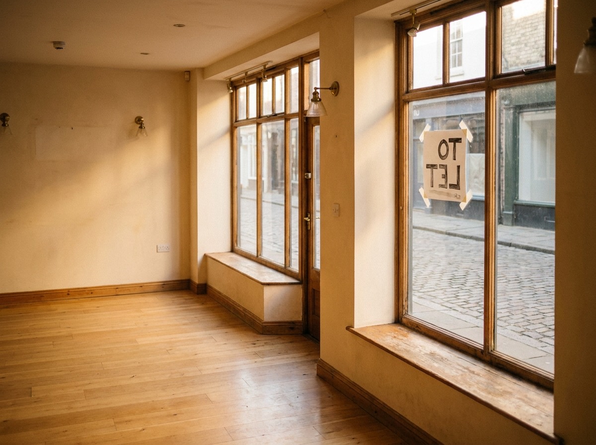 Empty commercial unit interior in warm light